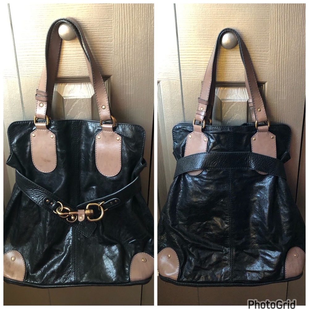 Chloe AUTHENTIC Large Black Leather Clasp Front Bag - Picture 3 of 16